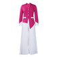 Fashion Flared Sleeves Top Pleated Wide-leg Pants Suit Two-piece Set