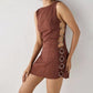 New Metal Decoration Seaside Vacation Style White Dress Female