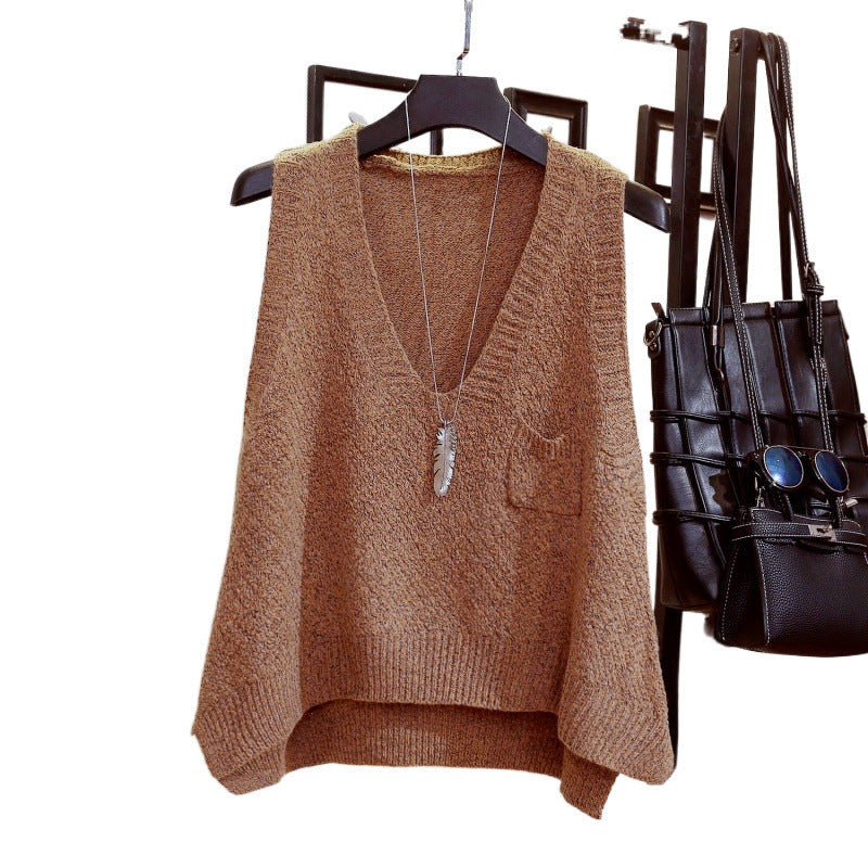 Spring New Loose Collar Waistcoat Wool Vest Sleeveless
