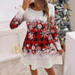 Christmas Snowflake Plaid Mini Women's Clothing Long Sleeve Skirt