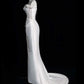 Satin Off-shoulder Fishtail Simple Welcome Yarn Pearl Dress