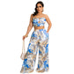 Ensemble deux pièces imprimé haut et pantalon large pour femme