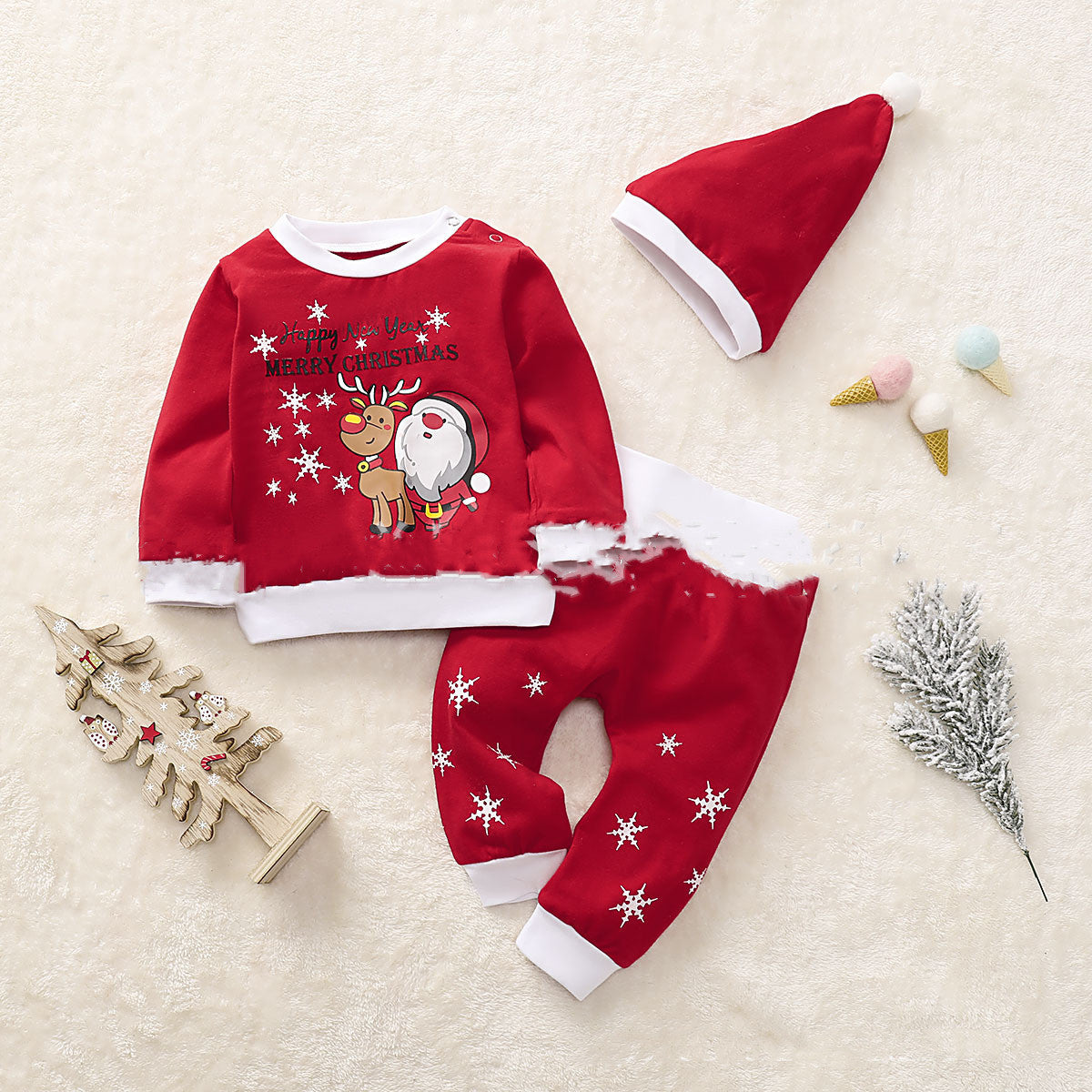 Halloween Explosion Big Red Halloween Elements Long-sleeved Snowflake Trousers Hat