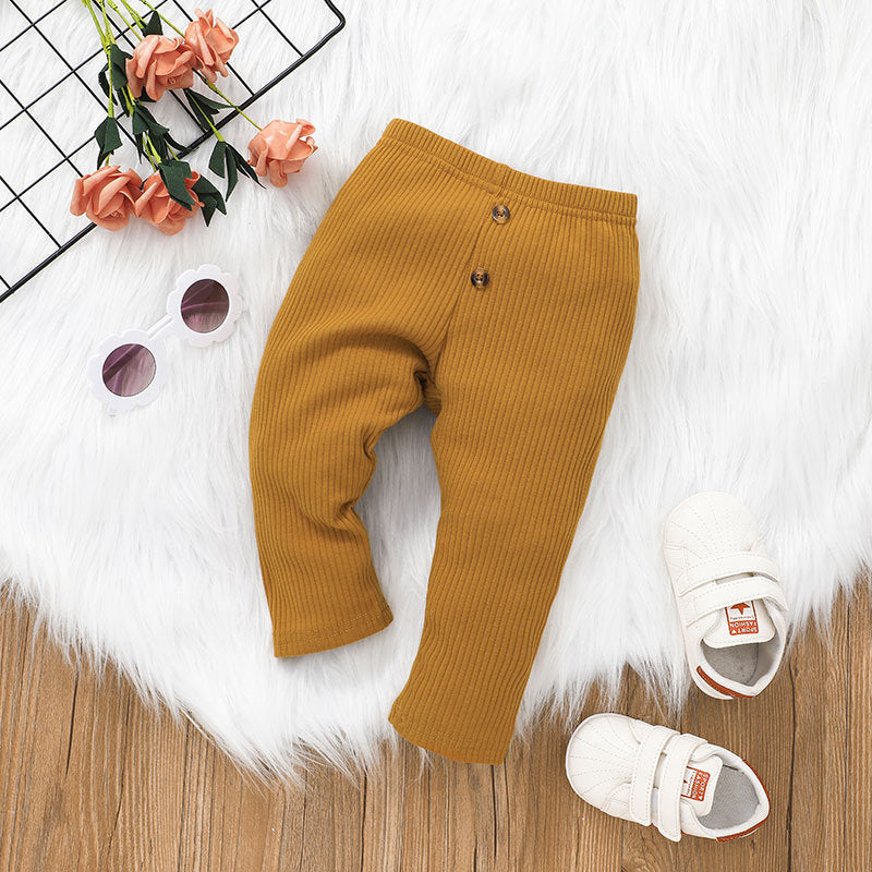 Girl's Round Neck Striped Top And Pants Set