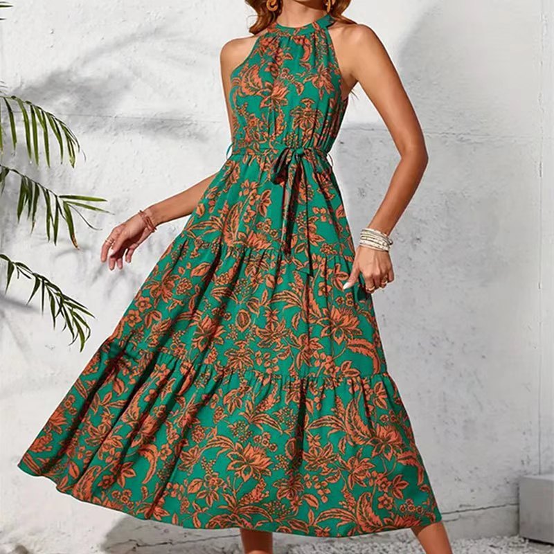 Robe sans manches à imprimé ethnique pour le printemps et l'été