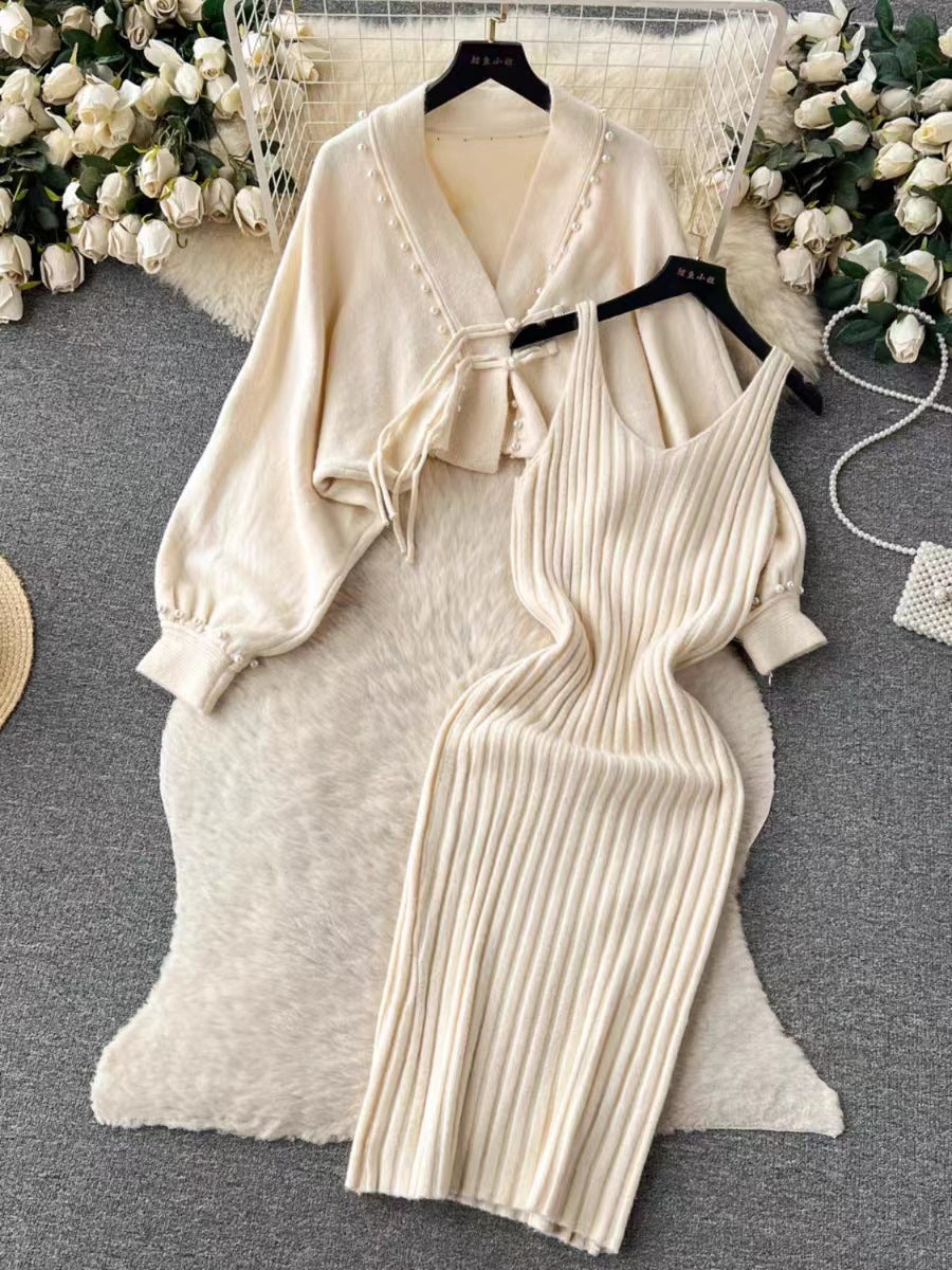 Women's Two-Piece Set V-Neck Slip Dress
