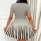 European And American Women's Clothing V-neck Striped Dress