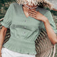 V-neck Short-sleeved Top Waist Slim Green