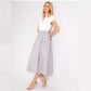 Women's A- Line White Color-block V Neck Large Swing Dress