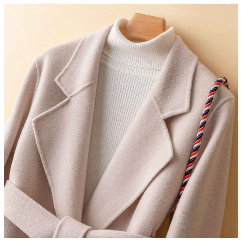 Manteau en laine coupe slim, double face, pure laine et cachemire