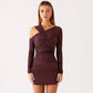 Womens Sexy Mesh Long-Sleeve Dress