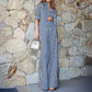 Striped Long Sleeve Cardigan Shirt Tube Top Wide Leg Pants Three-piece Set