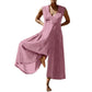 Combinaison ample longue sans manches à col en V pour femme