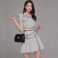 Women's Slim Fit Sleeveless Top Show Waist Mini Skirt Suit