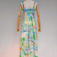 Robe longue sans bretelles à imprimé tendance pour les fêtes