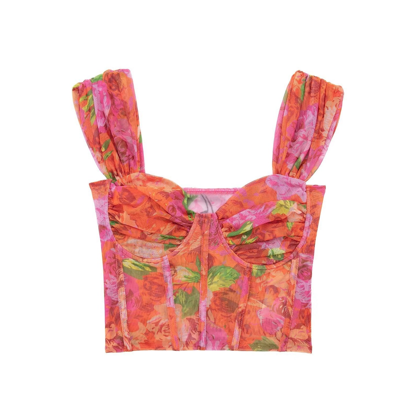 Women's Clothing Wide Camisole Juan Net Printed Corset Short