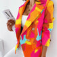 Long Sleeve Double Breasted Printed Blazer