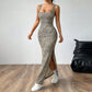 Women's Casual Versatile Leopard Print Suspender Long Dress