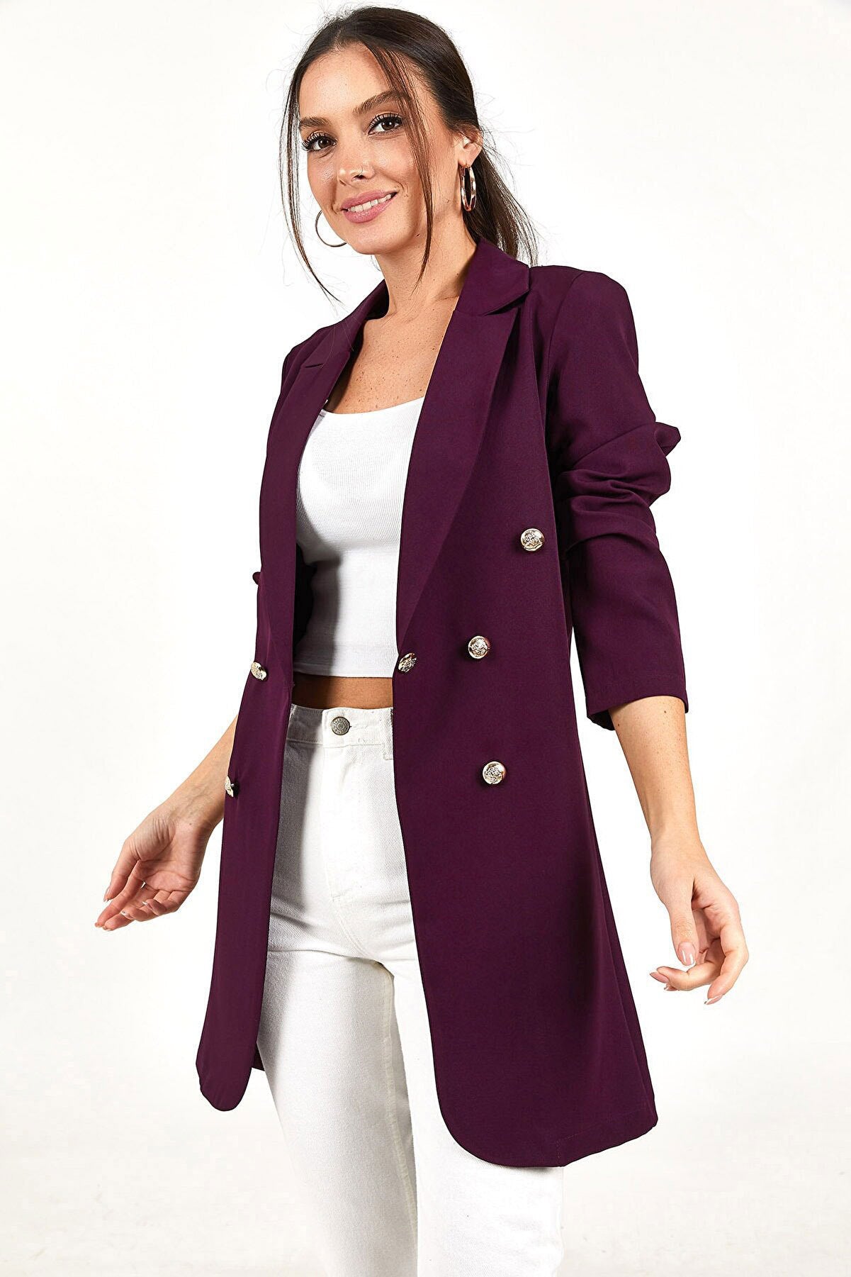 European And American Women's Casual Double-breasted Suit Jacket