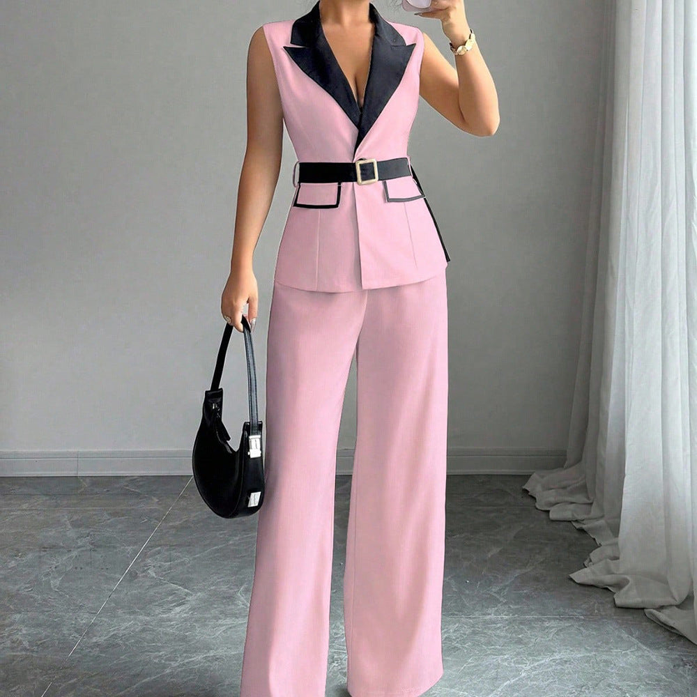 European And American Elegant Style Tube Top Straight-leg Trousers