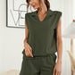 Women's Stand Collar Padded Shoulder Shorts Casual Suit