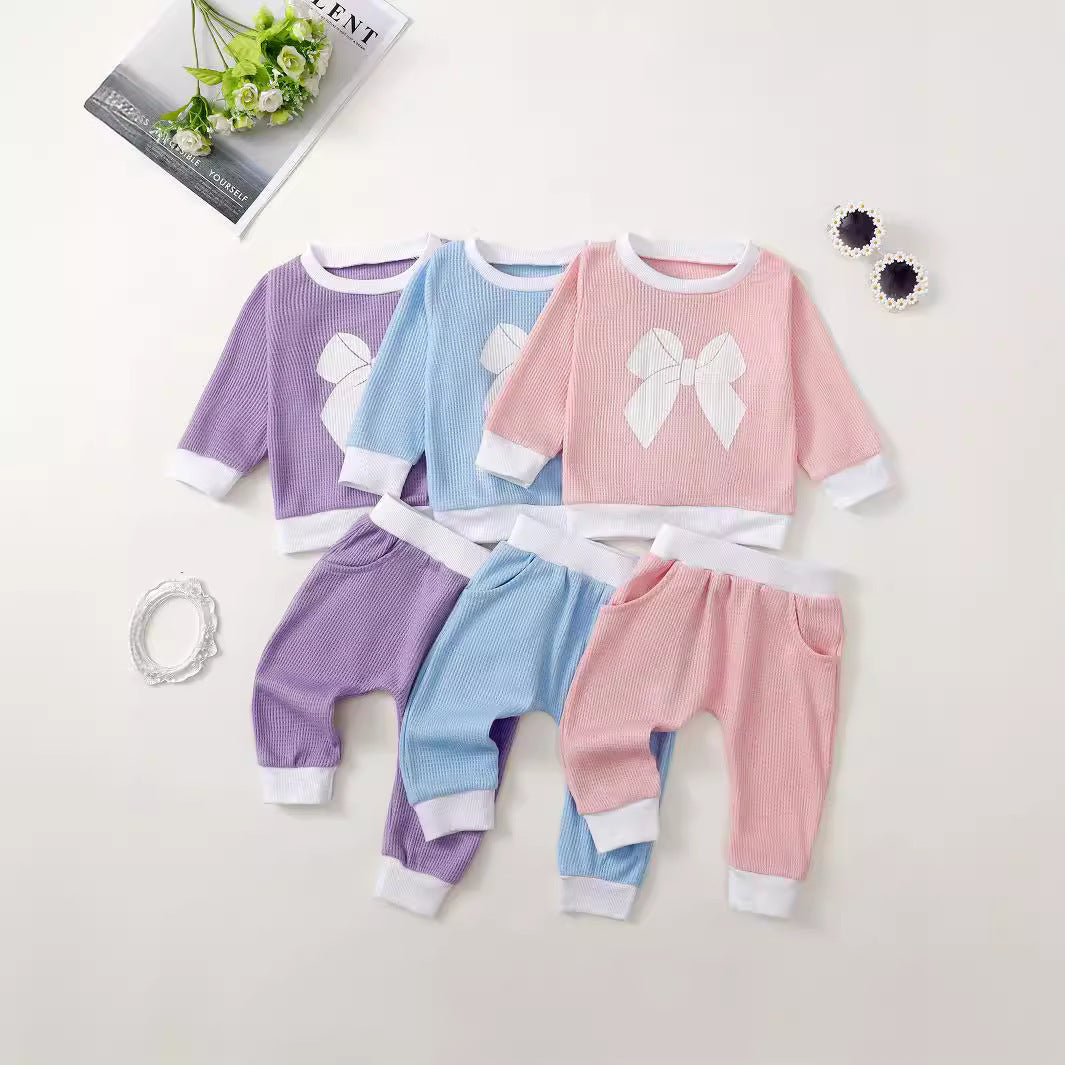 Ensemble pull gaufré imprimé pour fille