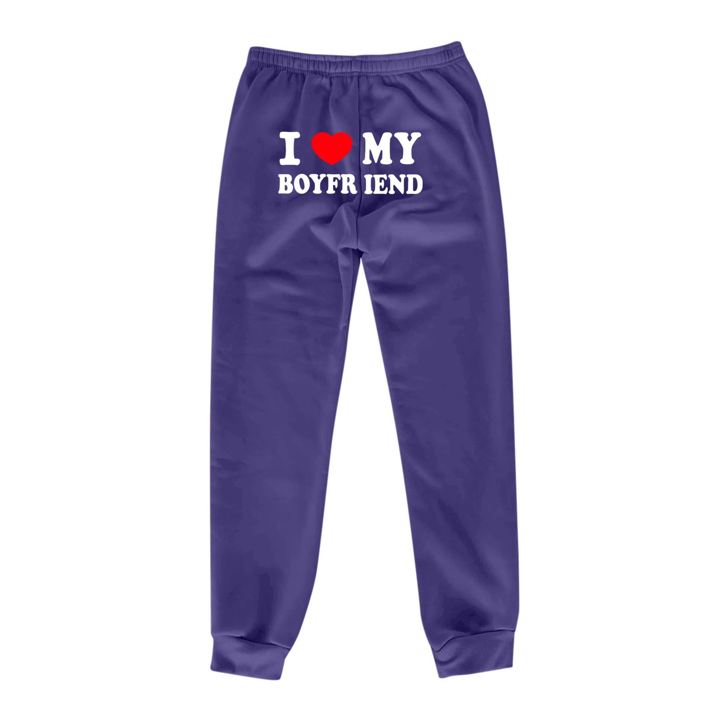 Pantalon imprimé « J'aime mon copain » Pantalon de survêtement décontracté pour homme et femme Pantalon de sport