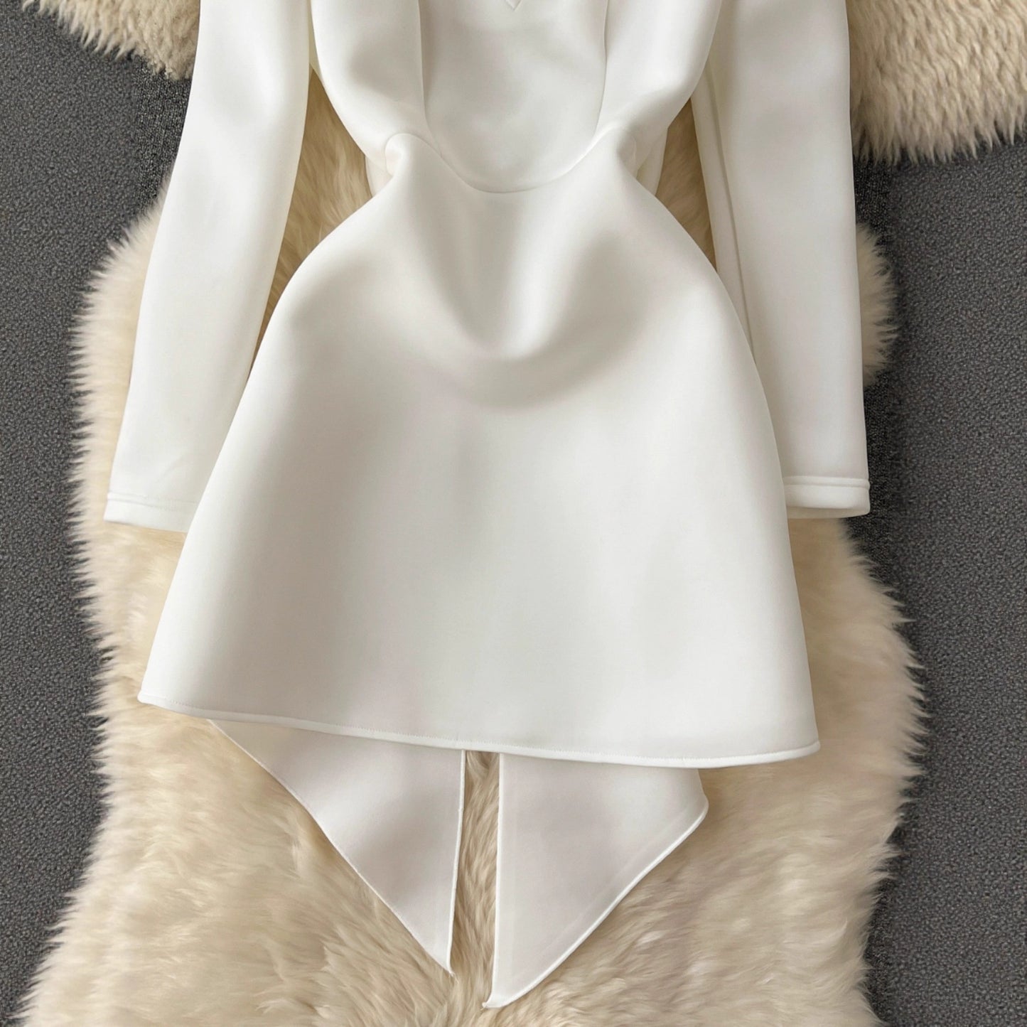 Women's Hollowed-Out Backless Dress With Bow Decoration And Defined Waist
