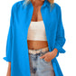 Women's Fashion Casual Solid Color Single-breasted Long Sleeve Shirt