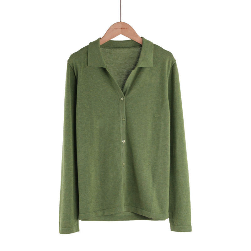 Single-breasted Lapel Knitted Cardigan Sweater