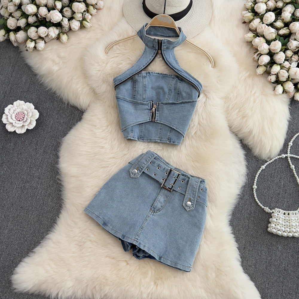 Hanging Neck And Backless Fashion Suit