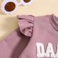 Children's Suit Baby Girl Flounced Sleeve Letter Embroidered Sweater Trousers