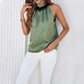 Spring And Summer Temperament Leisure Sleeveless Stand Collar Down Shirt Top