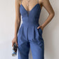 European And American V-neck Strap Slim Fit Bodysuit