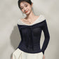 Fashion Slim Fit Stitching Long Sleeve T-shirt Women