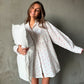 Womens SpringSummer 2-Piece Set Long-Sleeve Cotton Top And Shorts