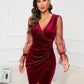 Womens Lace Velvet Bodycon Sheath Dress