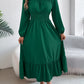 Women's Solid Color Stringy Selvedge Cinched Pleated Long Dress