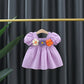 Girl's Square Collar Puff Sleeve Princess Dress