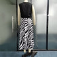 V Neck Casual Suit Printed Zebra Pattern Skirt