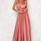 Deep V-neck Sleeveless Lace-up Backless High Waist Large Swing Satin Dress