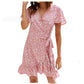 Robe mi-longue à imprimé coutures et taille haute