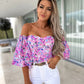 Lady Off-shoulder Printed Shirt