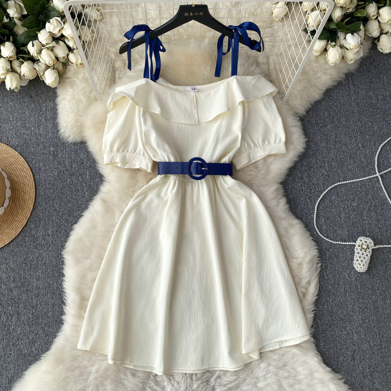 Adorable Designer-style Waist-cinching Lace-up Dress