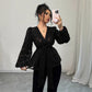 Fashionable Semi-transparent Long-sleeved V-neck Women's Shirt