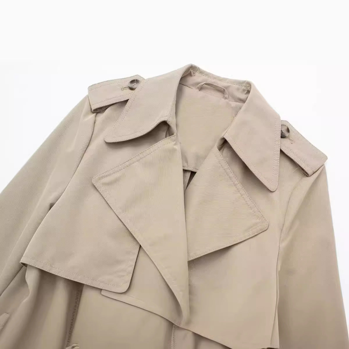 Trench-coat à ceinture ornementale à double rangée de styles européen, américain et français