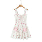 Summer Heart-shaped Pocket Fishbone Girdle Rose Printing Slip Dress