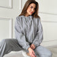 Women's Fashion Minimalist Long Sleeve Hooded Zipper Trousers Suit