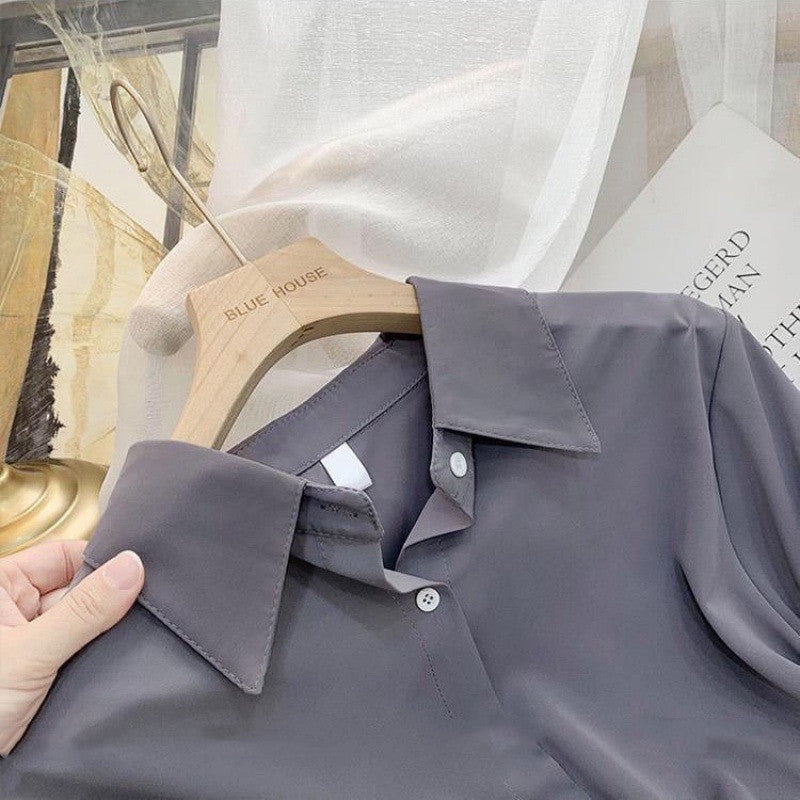 Women's Fashion Solid Color Loose Shirt Tops
