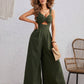 Women's Solid Color Loose Overall One Piece Summer Beach Jumpsuit With Spaghetti Straps